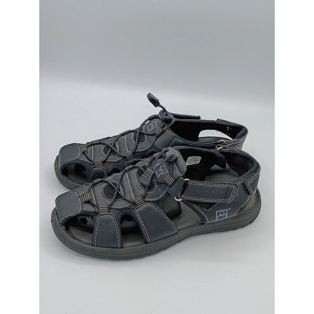 Avalanche Mens Fisherman Sandals Black 9.5 Closed Toe Bungee Strap